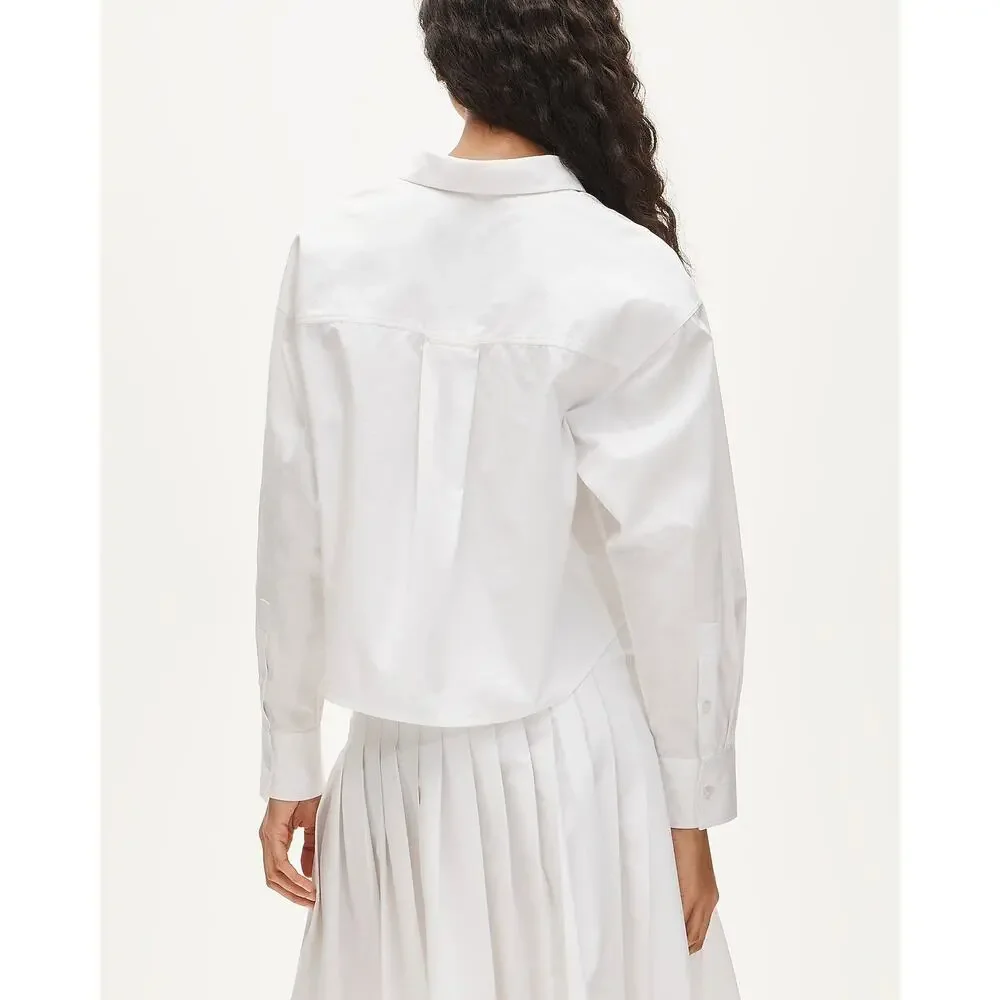 J. Crew Women's Étienne Cropped Button-Up Shirt Cotton Poplin White Size M NWT